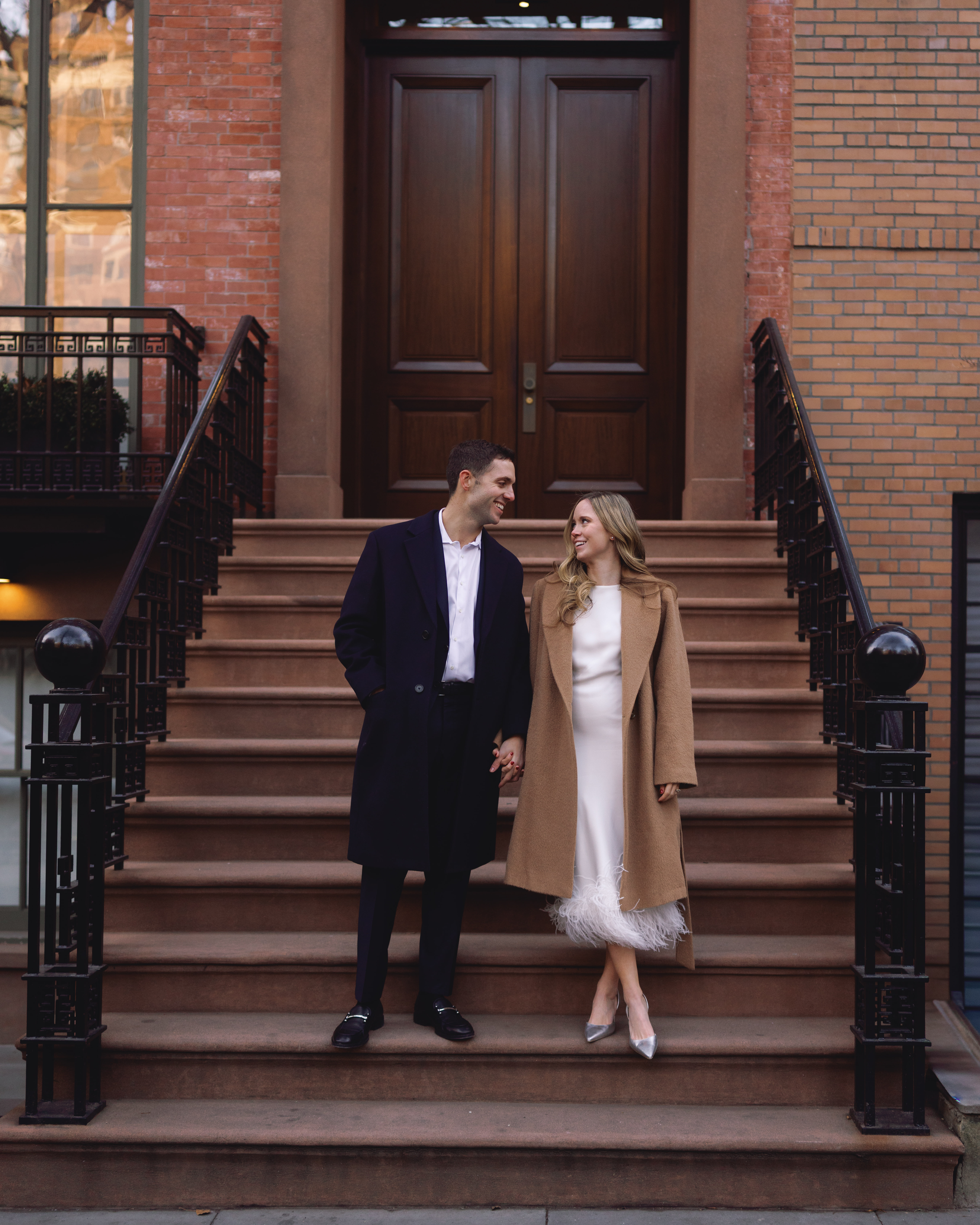 On the brownstone steps